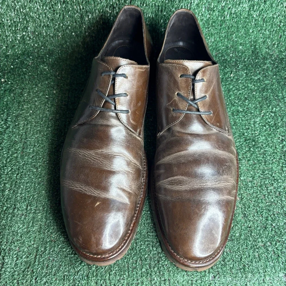 Johnston & Murphy Handcrafted Italy Leather Lug Sole Derby Brown Mens Size 13 M